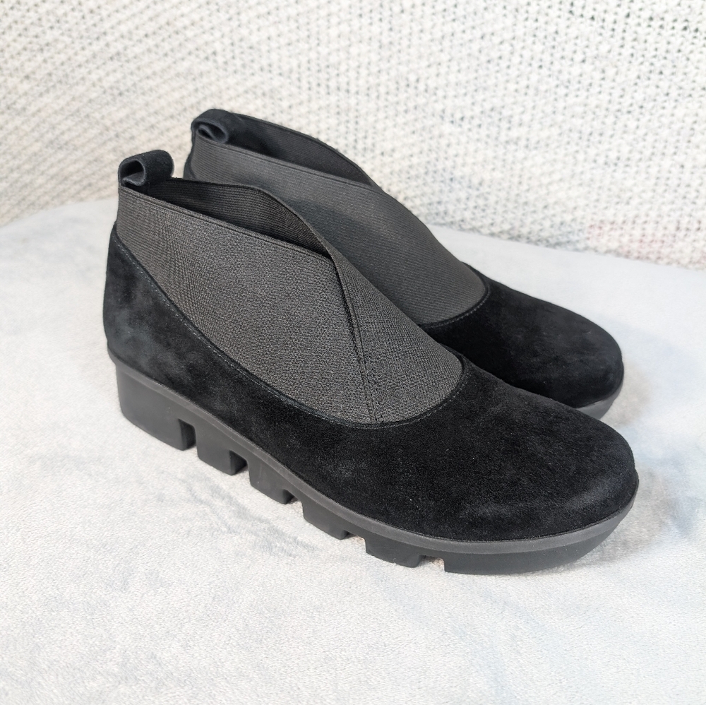 L'Amour des Pieds Hashree Black Leather Suede Platform Bootie Boot Women's 6.5